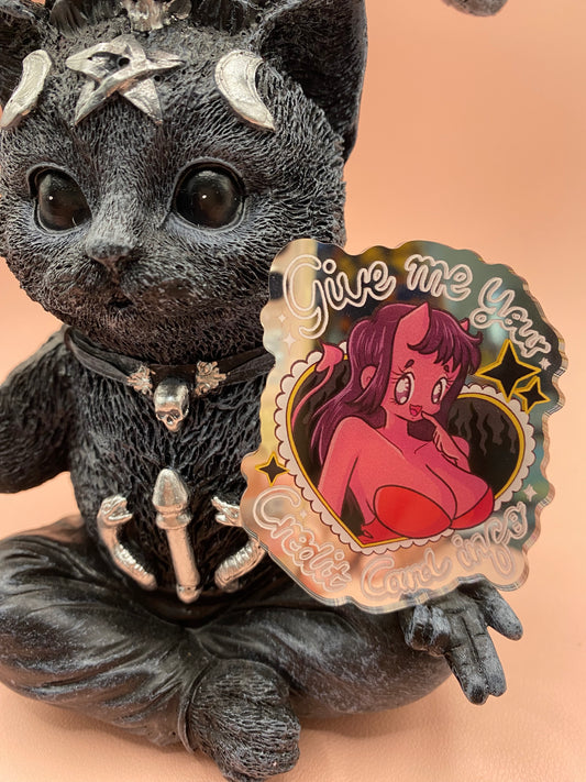 Credit Card Info Demon mirror acrylic pin