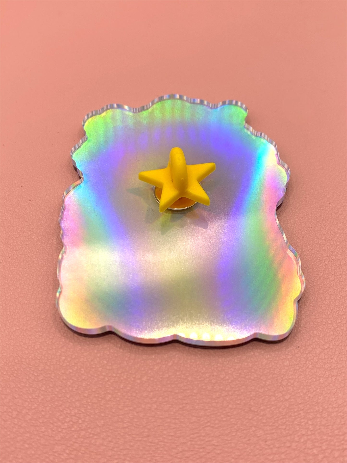 Peace Out Alien holographic acrylic pin