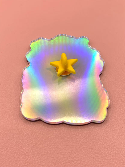 Peace Out Alien holographic acrylic pin